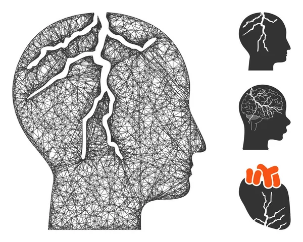 Illustrazione della maglia vettoriale del web poligonale del cancro al cervello — Vettoriale Stock