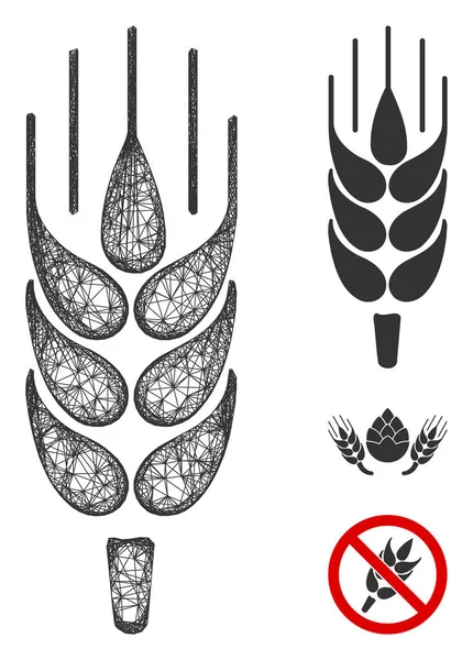 Illustrazione della rete vettoriale poligonale dell'orecchio d'orzo — Vettoriale Stock