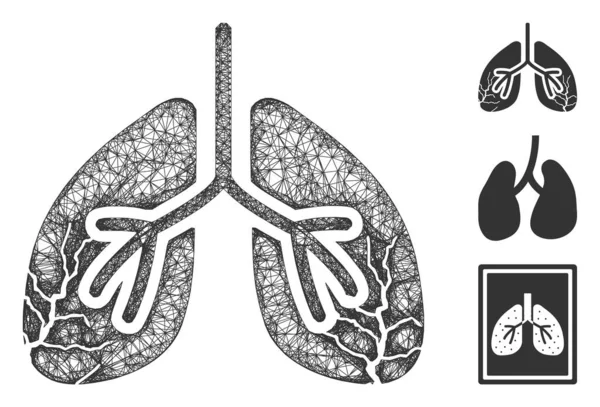 Tüdőrák Poligonális Web vektor háló illusztráció — Stock Vector