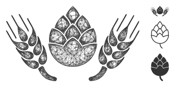 Illustration polygonale de maille vectorielle de Web de composants de bière — Image vectorielle