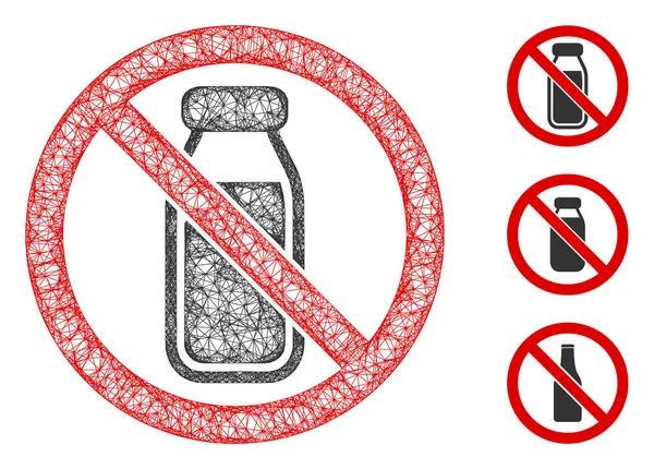 No Milk Bottle Poligonal Web Vector Mesh Illustration - Stok Vektor