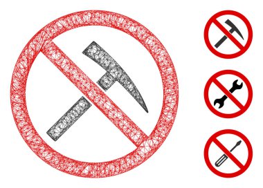 Madencilik Araçları Çokgen Web Vektör Ağı İllüstrasyonu Yok
