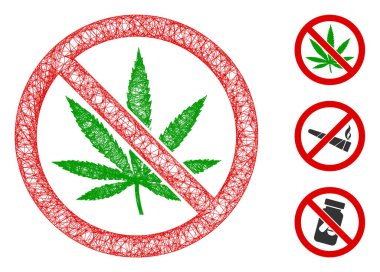 Marihuana Çokgen Web Vektörü Ağ İllüstrasyonu Yok