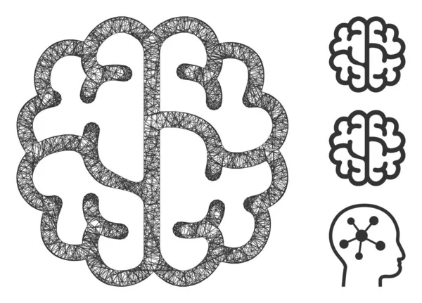 Brain Polygonal Web Vector Mesh Illustration — Stock Vector