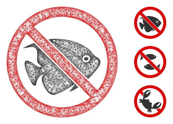 No Fish Poligonal Web Vector Mesh Illustration — Vector de stock