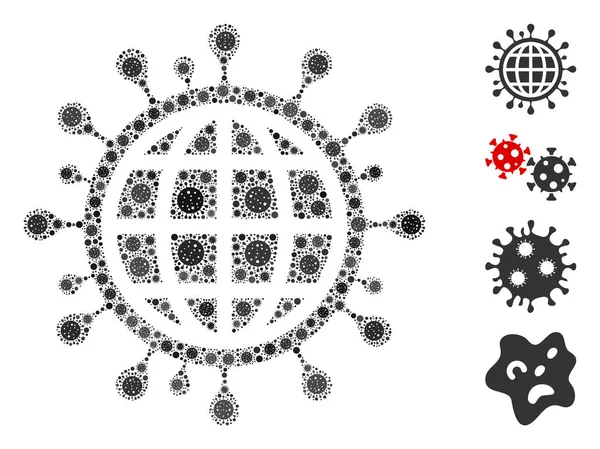 Coronavirus Globe Collage of CoronaVirus Icons — стоковий вектор