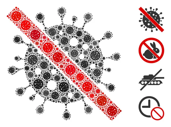 Állítsa le a CoronaVirus Elements Pneumonia vírus mozaikját — Stock Vector