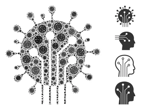 Virus Circuit Mosaic of CoronaVirus Items — Stockový vektor