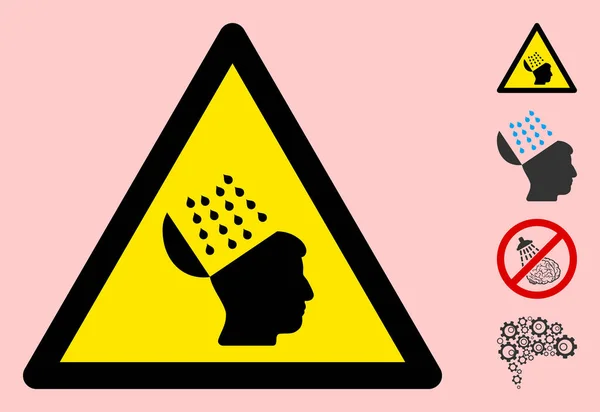 Icône de signe de triangle d'avertissement de lavage de cerveau de vecteur — Image vectorielle