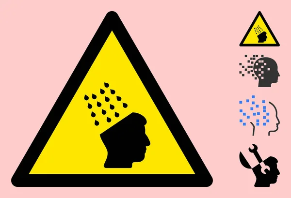 Icône de signe de triangle d'avertissement de lavage de cerveau de vecteur — Image vectorielle