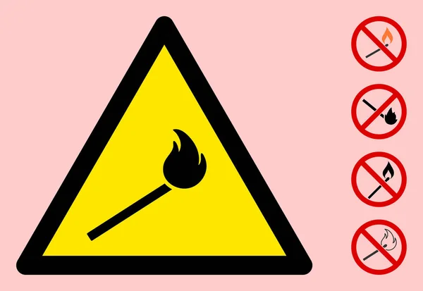 Vector Burning Match advertencia triángulo signo icono — Archivo Imágenes Vectoriales