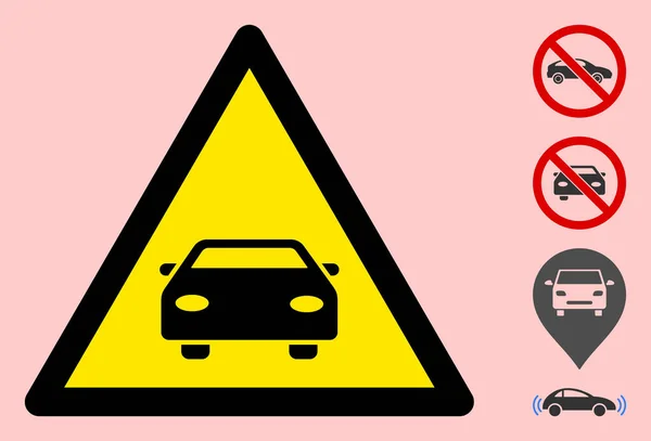 Vector Car Warning Triangle Sign Icon