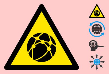 Vektör İnternet Küresi Uyarı Üçgeni İmzalama Simgesi