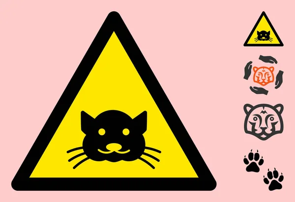 Ícone de sinal de triângulo de aviso de gato vetorial —  Vetores de Stock