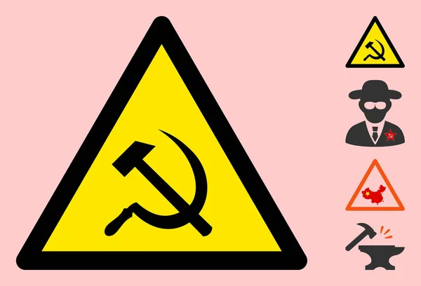 Comunismo vettoriale Icona del segno di avvertimento triangolo — Vettoriale Stock