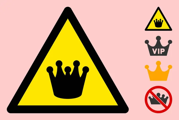 Vector Crown Warning Triangle Sign Icon — 스톡 벡터