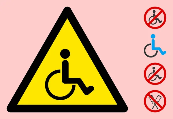 Vector Gehandicapte Persoon Waarschuwingsdriehoek Pictogram — Stockvector