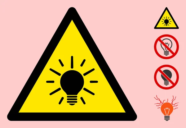 Icône de signe de triangle d'avertissement d'ampoule électrique de vecteur — Image vectorielle