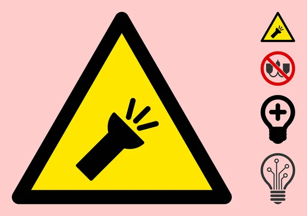 Vector elektrische fakkel Waarschuwing driehoek pictogram — Stockvector