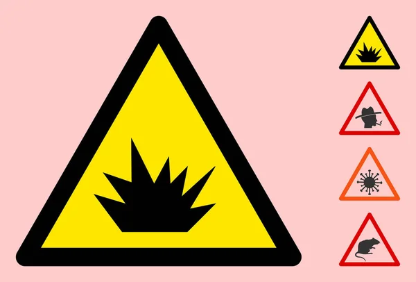 Vector Explosive Warning Triangle Sign Icon — Stock Vector