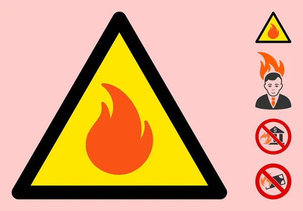 Знак треугольника предупреждения о векторном пожаре — стоковый вектор