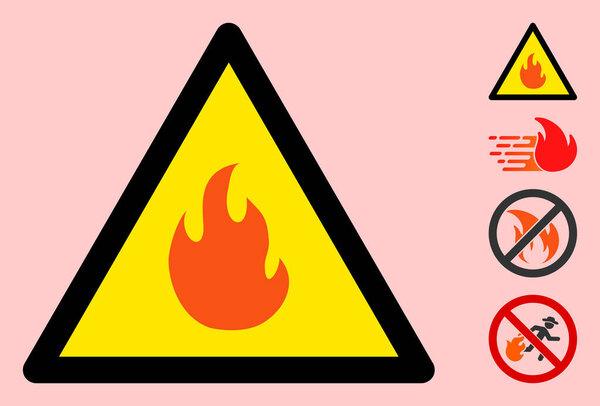 Vector Fire Warning Triangle Sign Icon