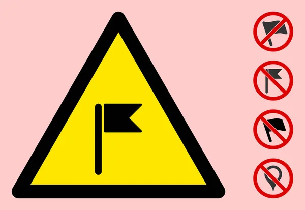 Vektor zászló figyelmeztető háromszög jel ikon — Stock Vector