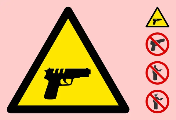 Vektor fegyver figyelmeztető háromszög jel ikon — Stock Vector