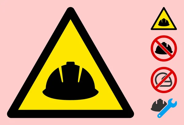Vector casco duro advertencia triángulo signo icono — Archivo Imágenes Vectoriales