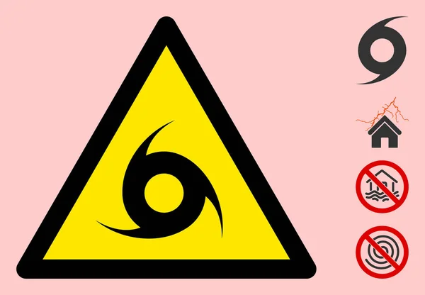 Icono de signo de triángulo de advertencia de huracán vectorial — Archivo Imágenes Vectoriales