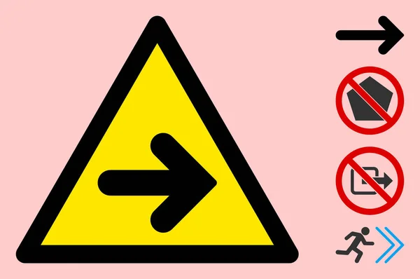 Vector Rechtse Pijl Waarschuwing Driehoek Pictogram — Stockvector