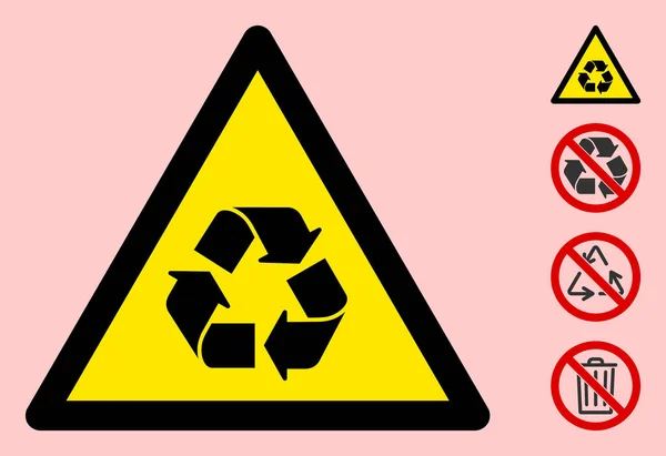 Vector Recycling Warning Triangle Sign Icon — 스톡 벡터