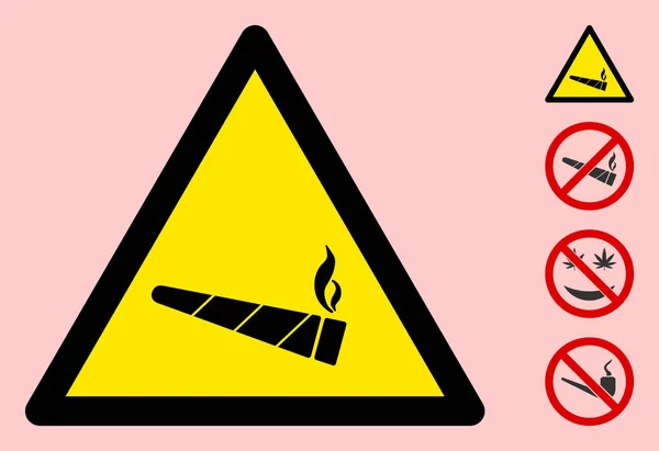 ベクトル喫煙｜マリファナ警告三角形の標識アイコン — ストックベクタ