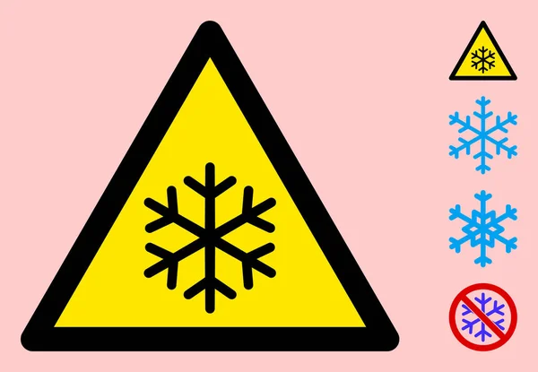 Vector Sneeuw Waarschuwing Driehoek pictogram — Stockvector