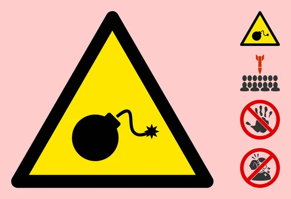 Vector TNT bomba advertencia triángulo signo icono — Archivo Imágenes Vectoriales