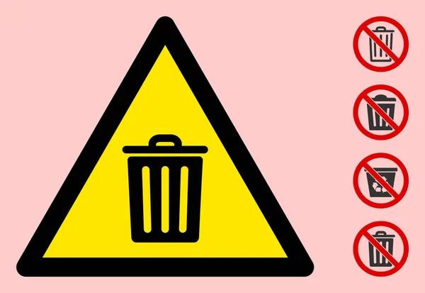 Vektör Çöp Kutusu Uyarı Üçgeni İmzalama Simgesi — Stok Vektör