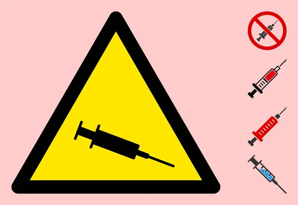 Icône de signe de triangle d'avertissement de vaccination vectorielle — Image vectorielle