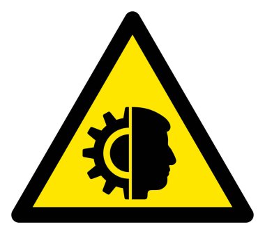 Raster Cyborg Uyarı Üçgeni İmza Simgesi Simgesi