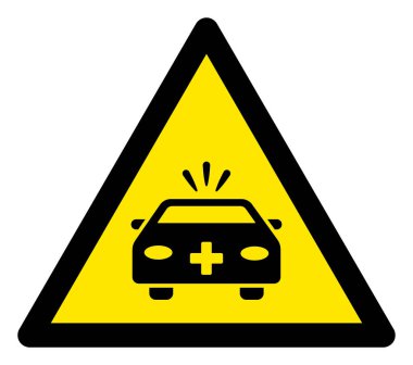 Raster Acil Araba Uyarı Üçgeni İşaret Simgesi