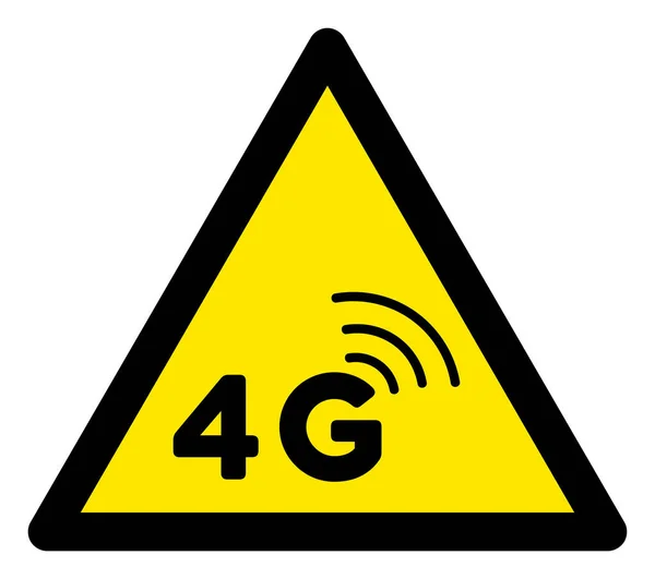 栅格4G网络警告三角形标志图标 — 图库照片