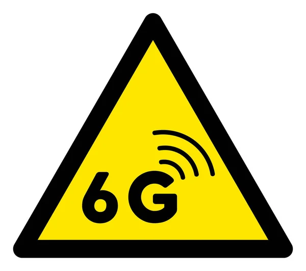 Raster 6G Network Warning Triangle Sign Icon — стокове фото