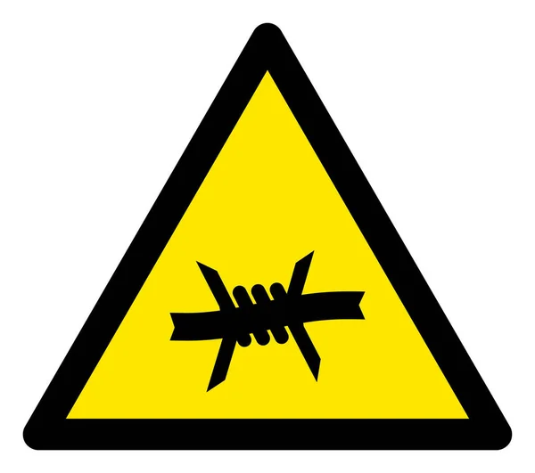 Icono de señal de triángulo de advertencia de alambre de púas de trama —  Fotos de Stock