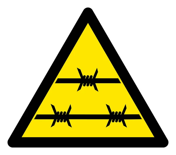 Raster alambre de púas advertencia triángulo signo icono —  Fotos de Stock