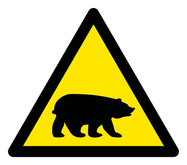 Raster Bear Warning Triangle Sign Icon — Stock Photo, Image