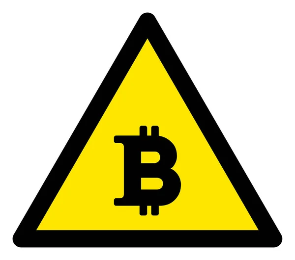 Raster Bitcoin Warning Triangle Sign Icon — Stock Photo, Image