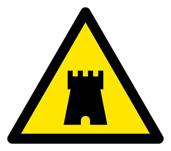 Raster Bulwark Tower Warning Triángulo Sign Icon — Foto de Stock