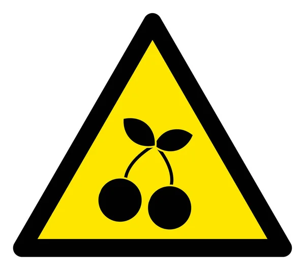 Raster Cherry Warning Triangle Sign Icon — Stock Photo, Image