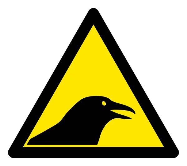 Raster Crow Bird Warning Triangle Sign Icon — Stock Photo, Image