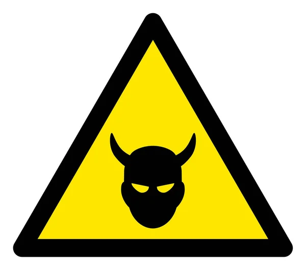 Raster Devil Head Warning Triángulo Sign Icon —  Fotos de Stock