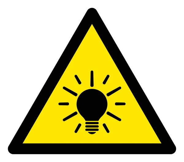 Raster elétrico lâmpada aviso triângulo sinal ícone — Fotografia de Stock
